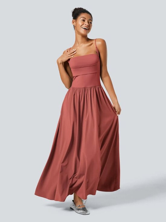 HALARA Dresses & Skirts - Halara Women's Breezeful Pocket Flowy Flare Maxi Quick Dry Slip Dress Medium